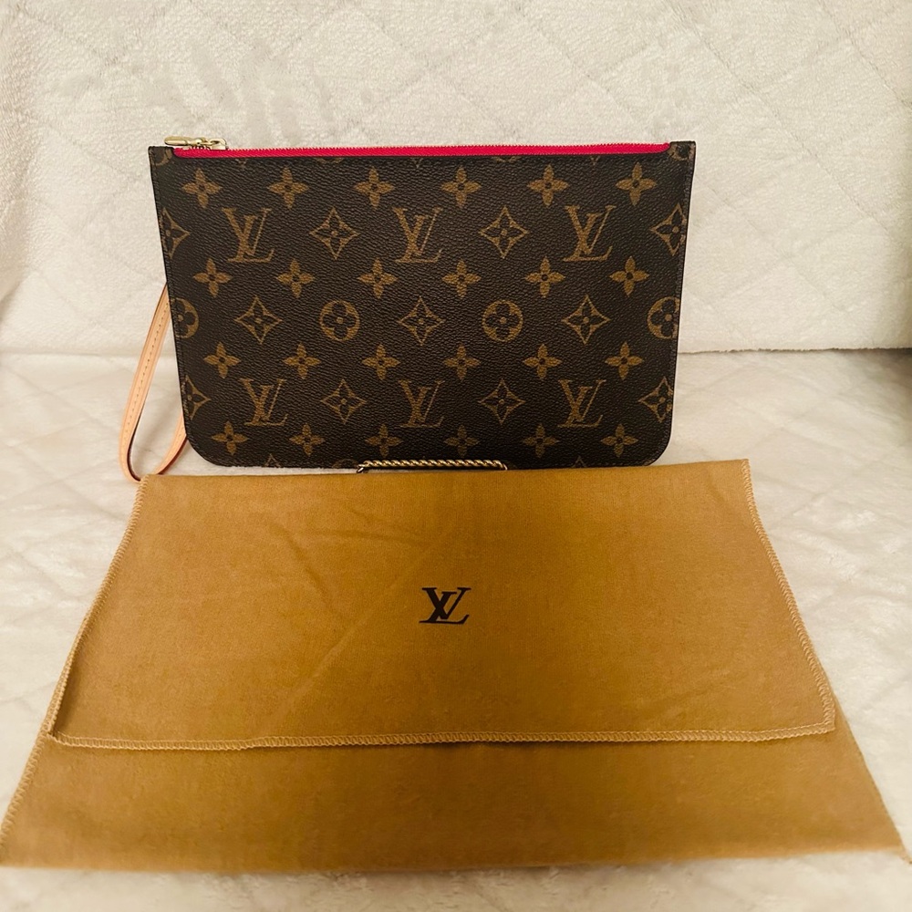 Louis Vuitton Brown and Tan Monogram Pouch-MM-New-will include dust cover